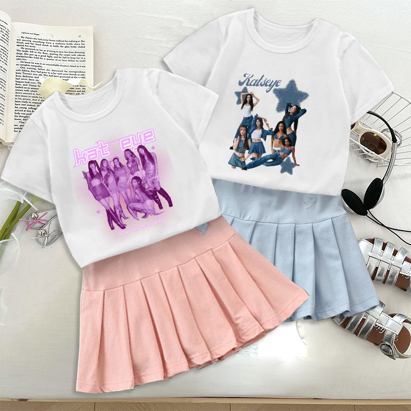 Embroidery Shirt - Модная футболка K POP K-KATSEYE, комплект