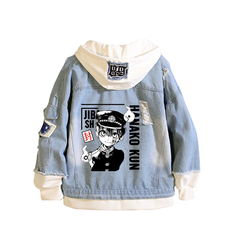 Embroidery Jacket Jeans - Унитаз обтягивающий Hanako-kun джинсовая куртка толстовка