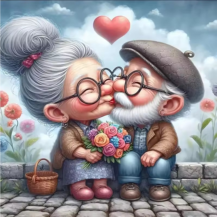 Embroidery Kiss - Романтический поцелуй пожилой пары: наборы для