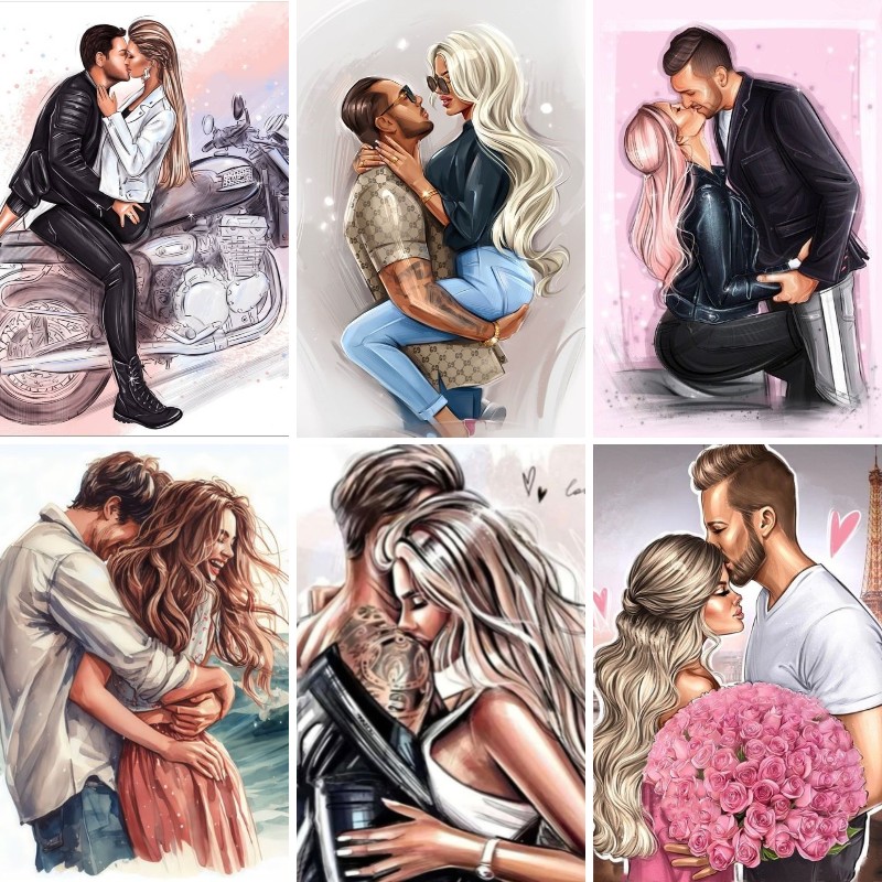 Embroidery Kiss - Алмазная живопись, полноразмерная Алмазная вышивка, романтическая