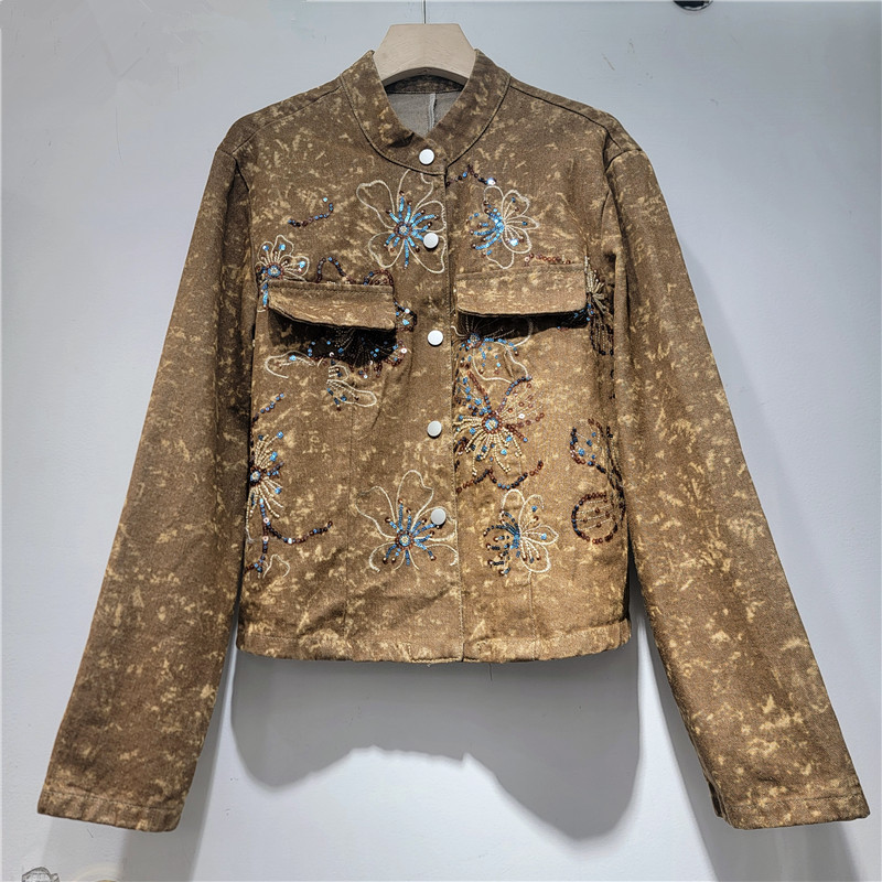 Весенняя модная джинсовая курт – обзор и цена Embroidery Jacket Jeans