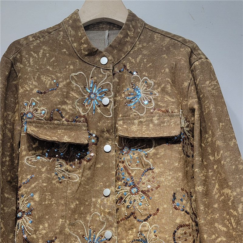 Весенняя модная джинсовая курт – обзор и цена Embroidery Jacket Jeans