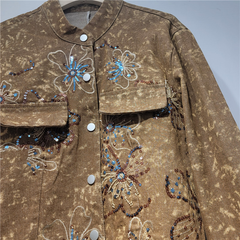 Весенняя модная джинсовая курт – обзор и цена Embroidery Jacket Jeans