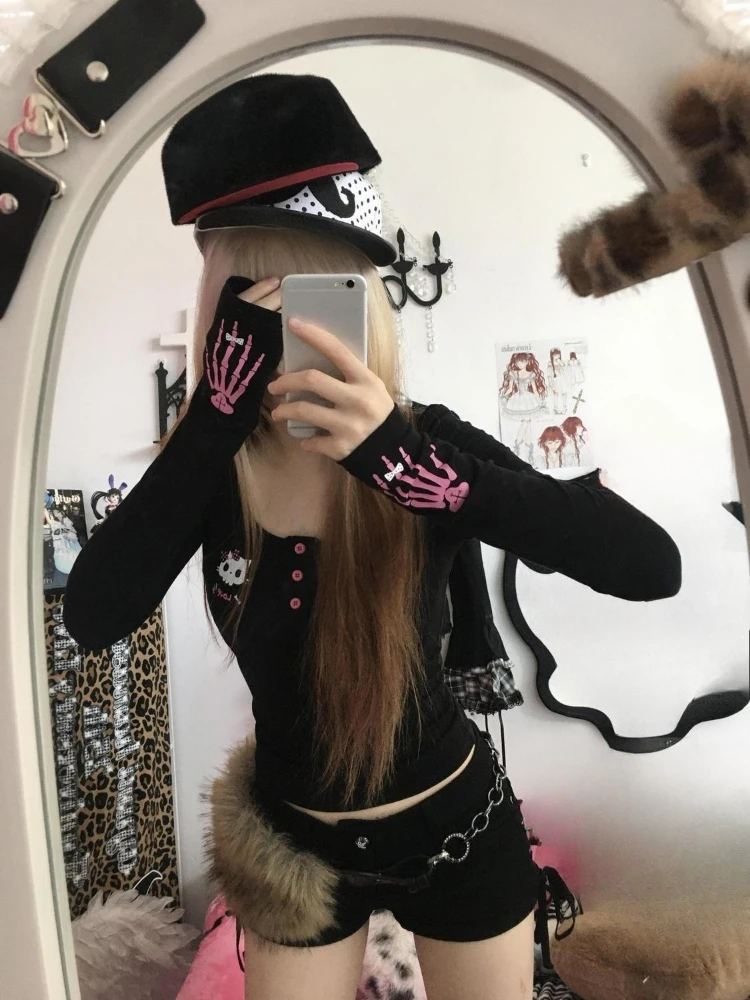 Женская футболка Y2K с винтажн – обзор и цена Embroidery Shirt