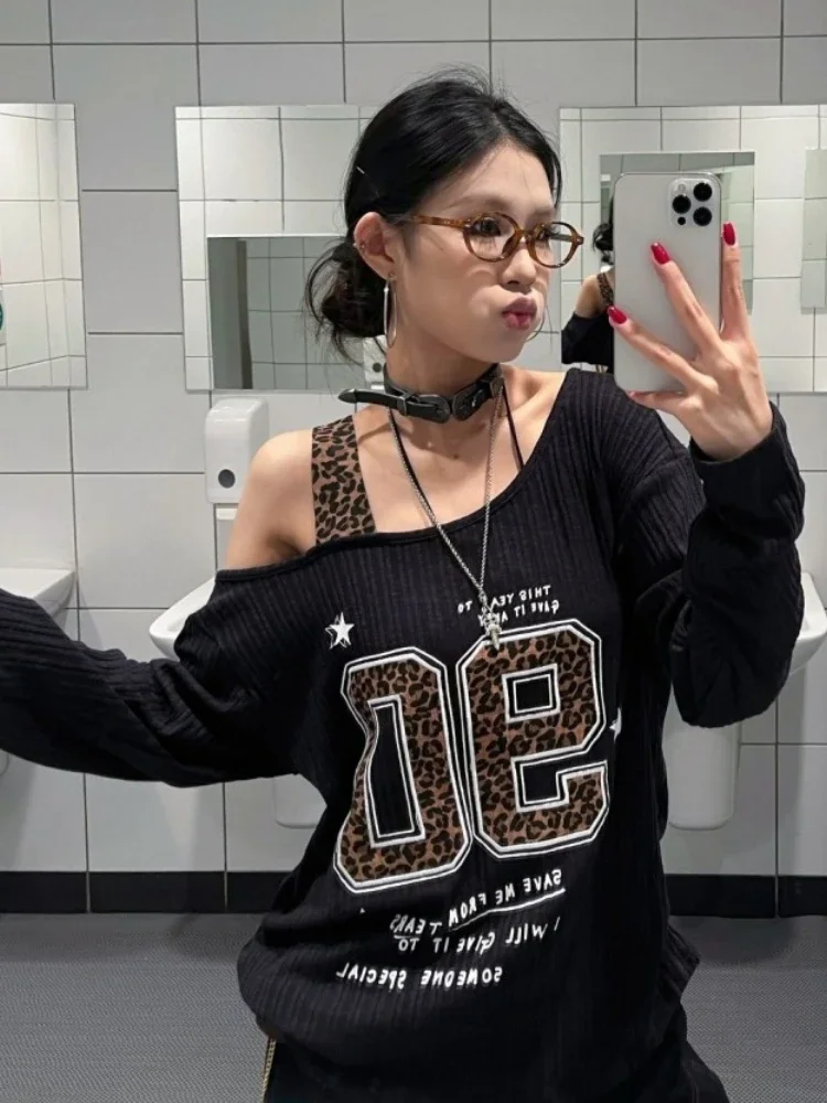 Женская футболка Y2K с леопард – обзор и цена Embroidery Shirt