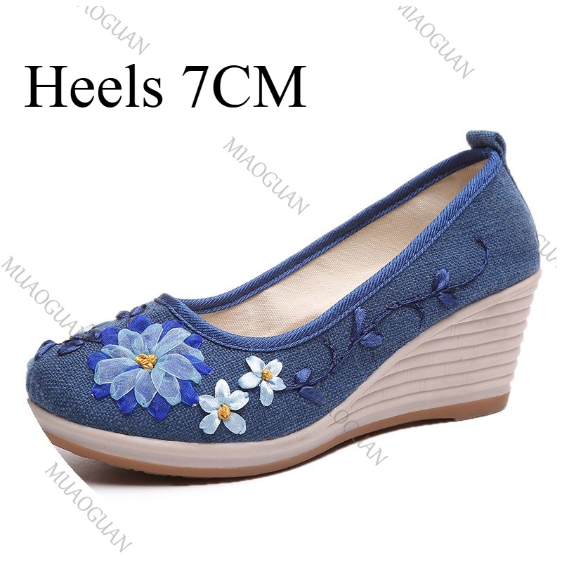 Женские туфли на танкетке с вы – обзор и цена Embroidery Canvas