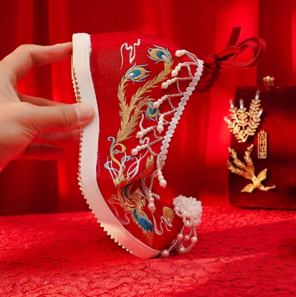 Женские новые красные свадебны – обзор и цена Embroidery Canvas