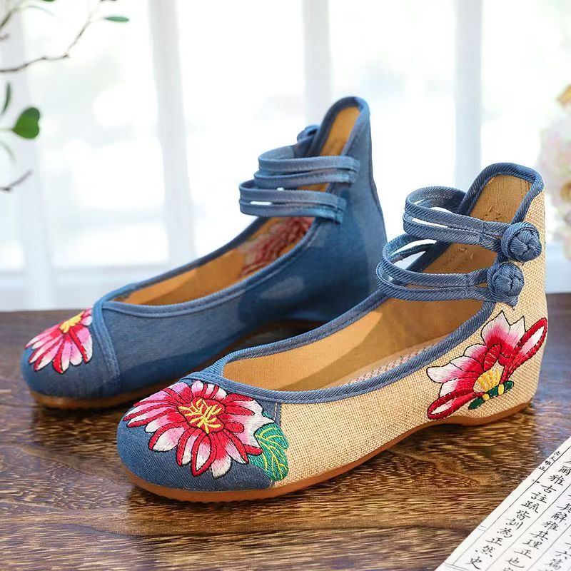 Женские туфли на танкетке с вы – обзор и цена Embroidery Canvas
